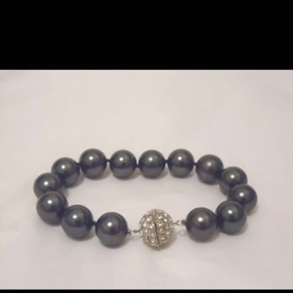 Pearlfection .925 Faux Black South Sea Pearl Bracelet